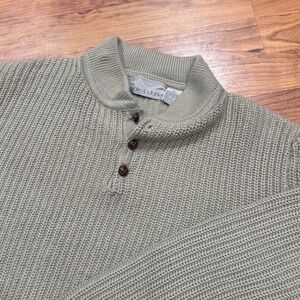 Blake & Manley Mens Large Gray Ribbed Knit Henley Mock Neck Sweater